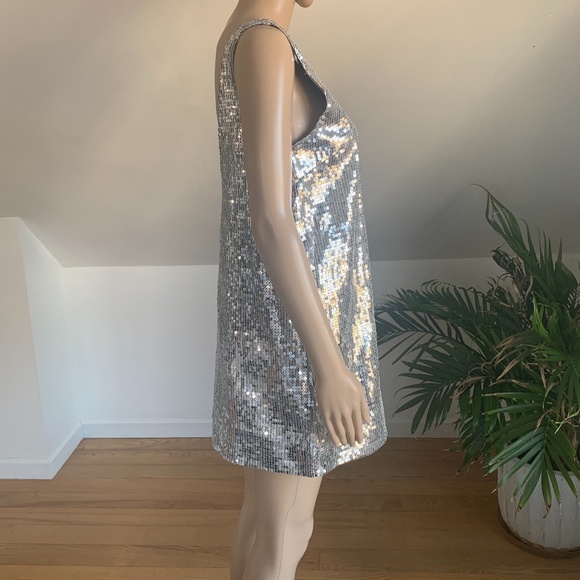 Free People Silver Sequin Shift Dress | Size 4 - Picture 2 of 4